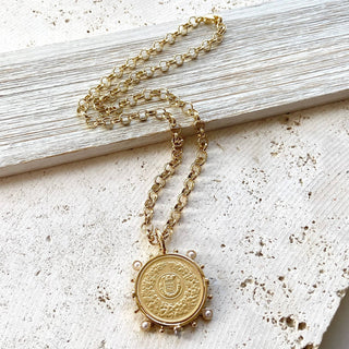 Coin and Clear Spikes Necklace  - Boutique Bella BellaNeckalce