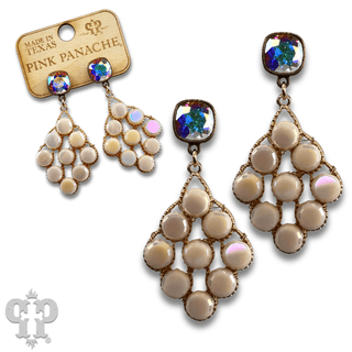 Coin bead diamond shape earring with Austrian crystal - Boutique Bella BellaEarrings