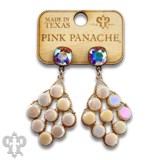 Coin bead diamond shape earring with Austrian crystal - Boutique Bella BellaEarrings