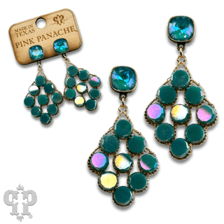 Coin bead diamond shape earring with Austrian crystal - Boutique Bella BellaEarrings