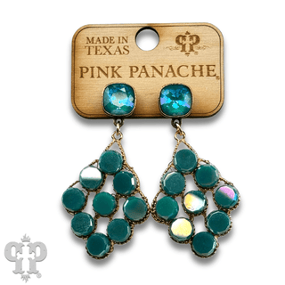Coin bead diamond shape earring with Austrian crystal - Boutique Bella BellaEarrings