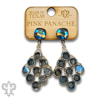 Coin bead diamond shape earring with Austrian crystal - Boutique Bella BellaEarrings