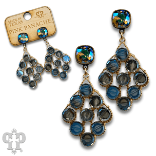 Coin bead diamond shape earring with Austrian crystal - Boutique Bella BellaEarrings