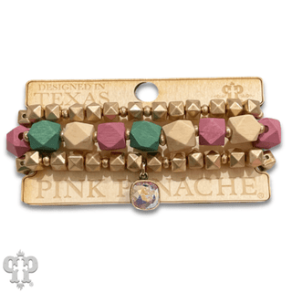 Color and gold bead bracelet set with Austrian crystal - LC - Boutique Bella BellaBracelets