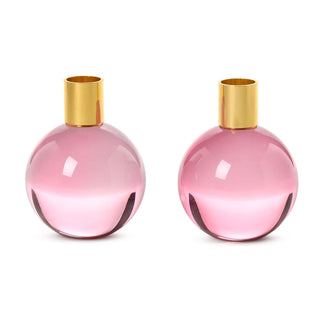 Color Pop Pink Taper Candlestick Candleholder - Crystal Glass/Iron - Boutique Bella BellaCandle Holder