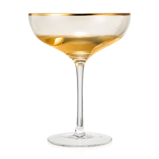 Colored Crystal Gilded Rim Coupe Glass Large 9OZ Cocktail Champagne Glasses 2 Set Vi - Boutique Bella Bella