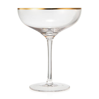Colored Crystal Gilded Rim Coupe Glass Large 9OZ Cocktail Champagne Glasses 2 Set Vi - Boutique Bella Bella