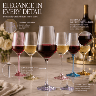 Colored Wine Glasses Premium Barware Gift Elegant Drinkware Collection - Boutique Bella BellaWine Glasses