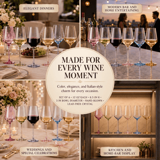 Colored Wine Glasses Premium Barware Gift Elegant Drinkware Collection - Boutique Bella BellaWine Glasses