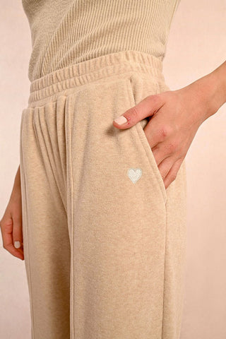 Comfortable Ash Beige Sweatpants W/Heart - Boutique Bella BellaSweatpants