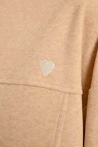 Comfy Ash Beige Sweater w/Heart - Boutique Bella BellaSweatshirt