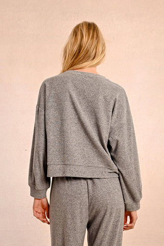 Comfy Ash Grey Sweater w/Heart - Boutique Bella Bellasweater