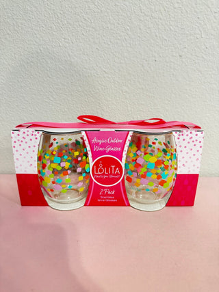 Confetti Stemless Wine Glass - Set of 2 - Boutique Bella Bellawine glass