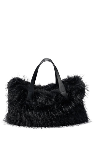 CONFIDANTE-BLACK FAUX FUR HANDBAG - Boutique Bella BellaPurse