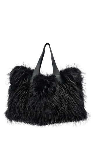 CONFIDANTE-BLACK FAUX FUR HANDBAG - Boutique Bella BellaPurse