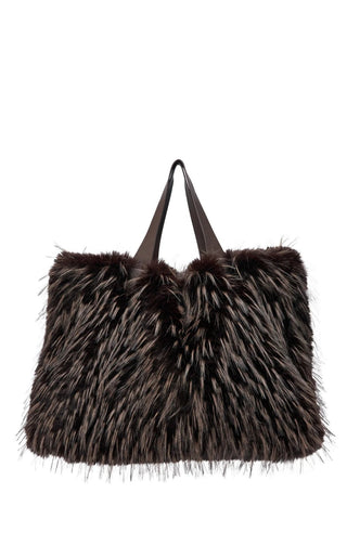 CONFIDANTE-BROWN FAUX FUR HANDBAG - Boutique Bella BellaPurse