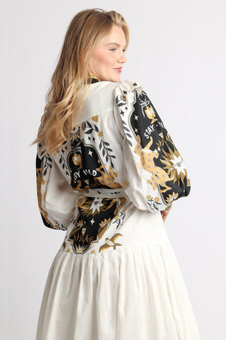 Contrast Western Style Graphic Print Maxi Shirt Dress - Boutique Bella BellaDRESS