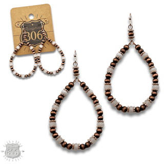 Copper and stone bead teardrop earring - LC - Boutique Bella BellaEarrings