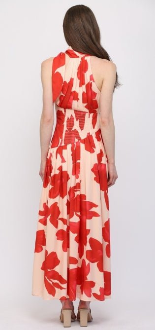 Coral Bloom Halter Neck Maxi - Boutique Bella BellaDress