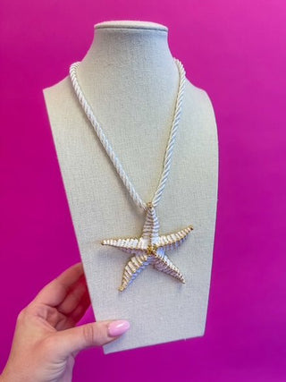 Cord Necklace - Star Fish - White - Boutique Bella BellaNecklaces