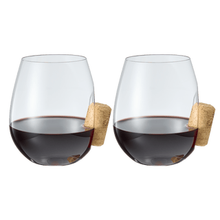 Corked Stemless Wine Glasses Set Of 2 Stuck In The Glass Wine Cork Cocktail Glassware Enthusiast Gif - Boutique Bella Bella
