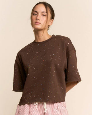 Cosmic Cutout Tee - Brown - Boutique Bella BellaTop