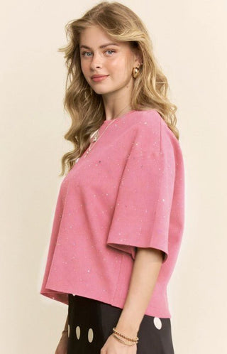 Cosmic Cutout Tee - Pink - Boutique Bella BellaTop
