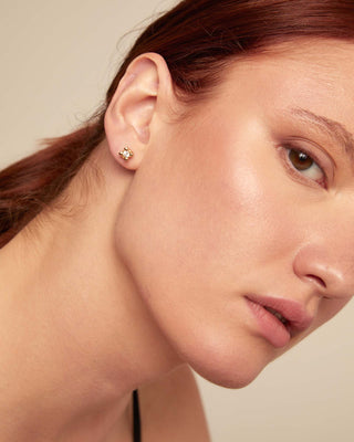 Cosmos - Gold Stud Earrings with White Cubic Zirconia - Boutique Bella BellaEarring