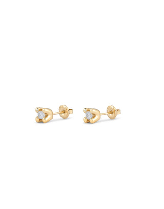 Cosmos - Gold Stud Earrings with White Cubic Zirconia - Boutique Bella BellaEarring