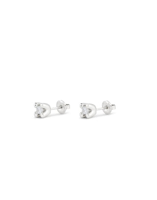 Cosmos - Silver Stud Earrings with White Cubic Zirconia - Boutique Bella BellaEarrings
