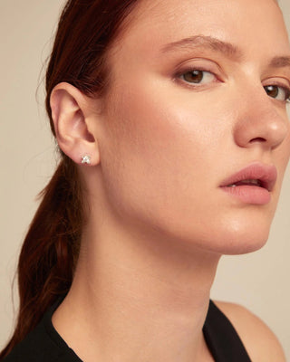 Cosmos - Silver Stud Earrings with White Cubic Zirconia - Boutique Bella BellaEarrings