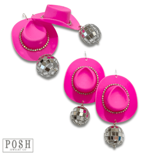 Cowboy hat and disco ball earring - LC - Boutique Bella BellaEarrings