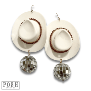 Cowboy hat and disco ball earring - LC - Boutique Bella BellaEarrings