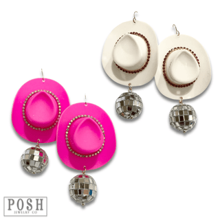 Cowboy hat and disco ball earring - LC - Boutique Bella BellaEarrings
