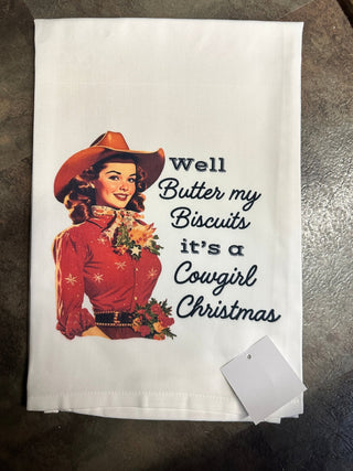 Cowgirl Christmas Tea Towel - Boutique Bella BellaTea Towel