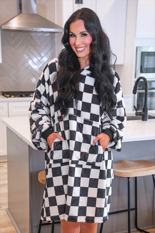 Cozy Blanket Hoodie - Checkered Jess Lea - Boutique Bella Bellahoodie