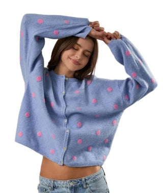Cozy Chic Polka Dot Knit Cardigan - Boutique Bella BellaSweater