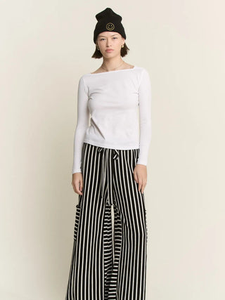 Cozy Chic Terry Stripe Pants - Black - Boutique Bella BellaPants