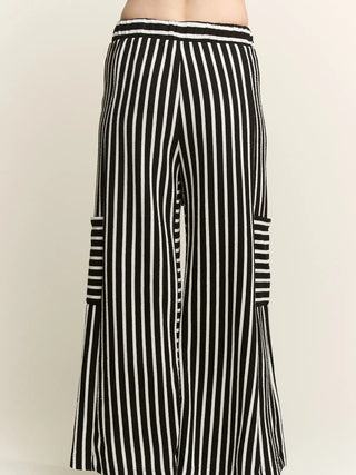 Cozy Chic Terry Stripe Pants - Black - Boutique Bella BellaPants