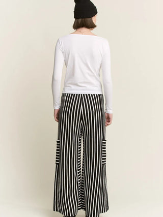Cozy Chic Terry Stripe Pants - Black - Boutique Bella BellaPants