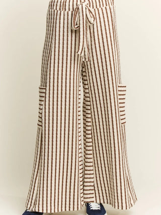 Cozy Chic Terry Stripe Pants - Mocha - Boutique Bella BellaPants