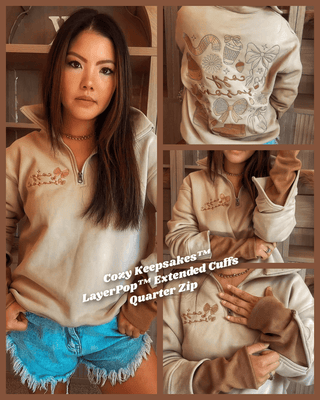 Cozy Keepsakes™ LayerPop™ Extended Cuffs Quarter Zip - Boutique Bella BellaJacket