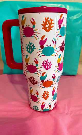 Crabby Chic Flip up Straw Tumbler - Boutique Bella BellaTumbler