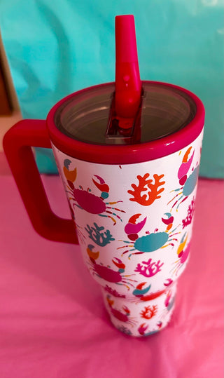 Crabby Chic Flip up Straw Tumbler - Boutique Bella BellaTumbler