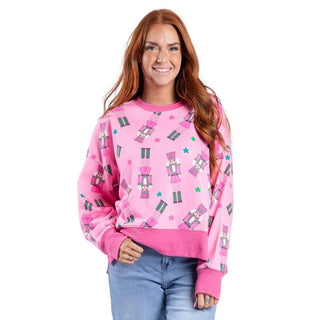 Crackin’ Christmas Pink Crew Neck Sweatshirt - Boutique Bella BellaSweatshirt
