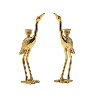 Crane Candle Holder with Antiqued Gold Finish - Recycled Aluminum - Boutique Bella BellaCandle Holder