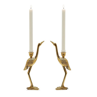 Crane Candle Holder with Antiqued Gold Finish - Recycled Aluminum - Boutique Bella BellaCandle Holder