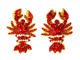 Crawfish Rhinestone Stud Earrings - Boutique Bella BellaDistress