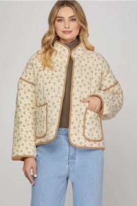 Cream Floral Shacket - Boutique Bella BellaJacket