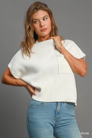 Cream Knit Oversized Top - Boutique Bella BellaTop